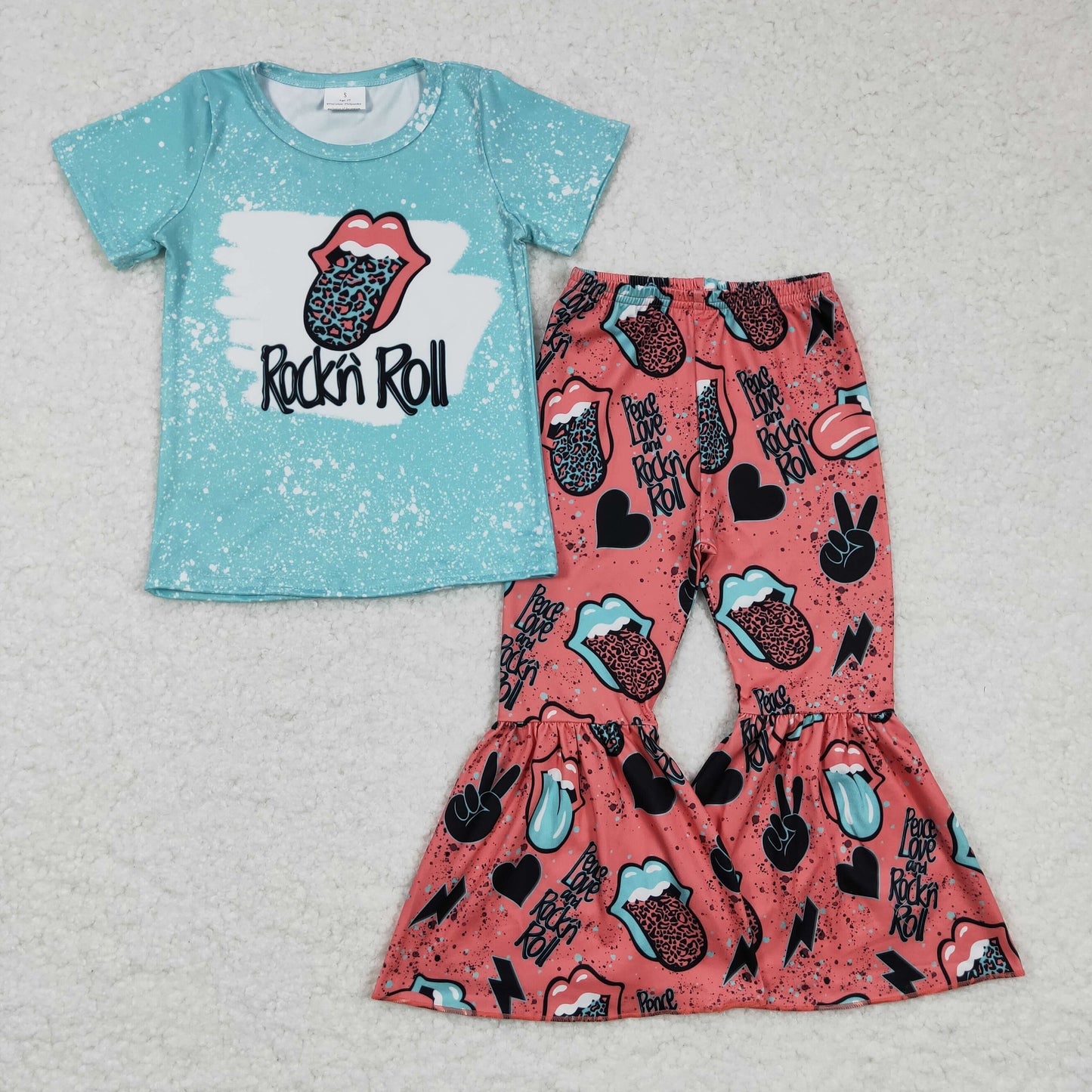 Blue Cartoon Pants Girls Set