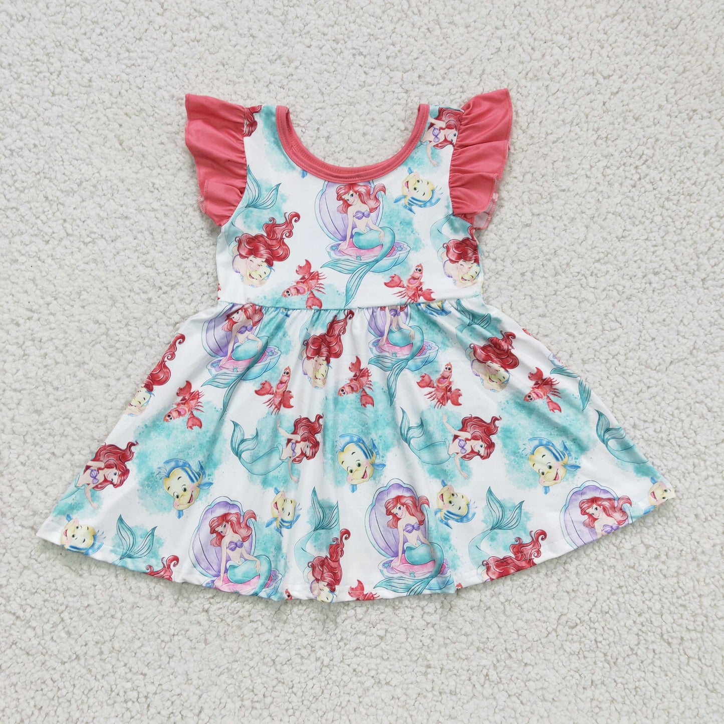 big skirt Blue Mermaid Red ruffles dress