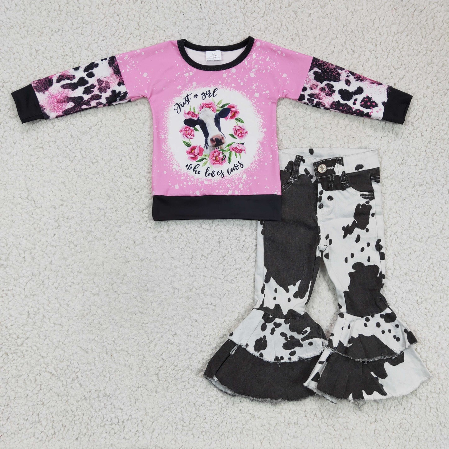 Flowers Cow Pink Leopard Shirt + Jeans