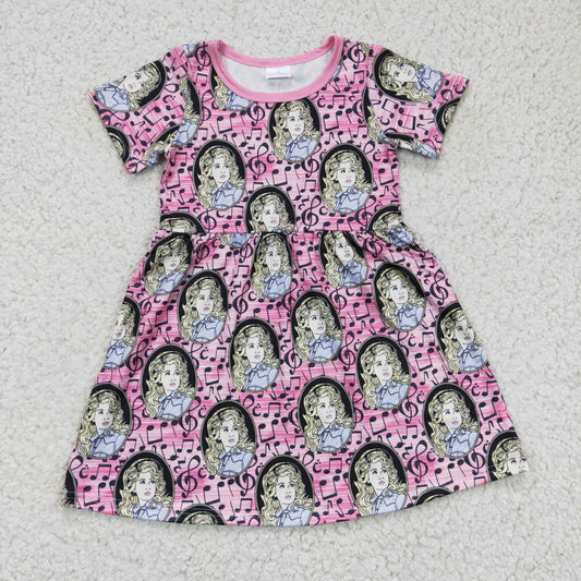 Pink Cartoon Girls Dress