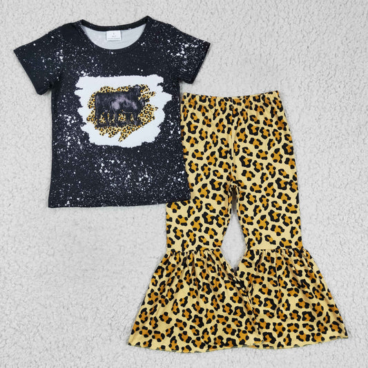 Black Leopard Cow Girls Set