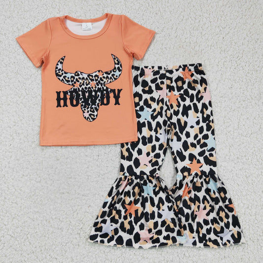 Western Orange Cow Leopard Cow Girls Set
