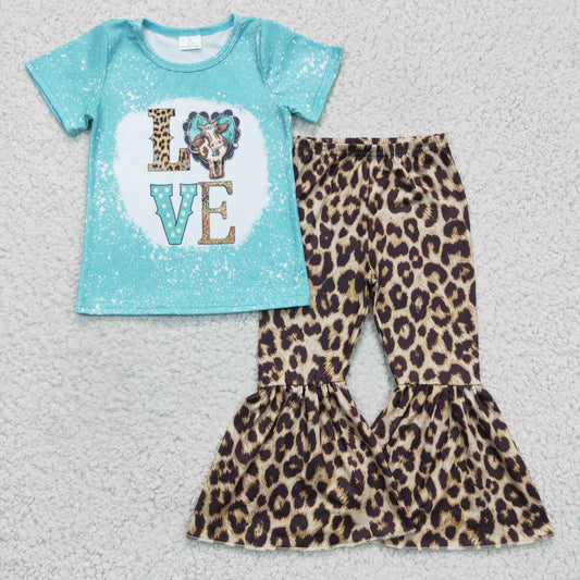 Blue Cow Leopard Girls Set