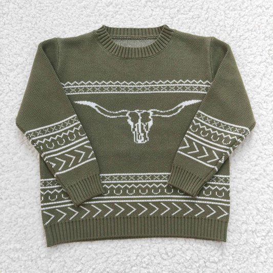 Dark Green Cow Sweater