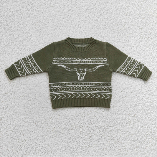 Dark Green Cow Sweater