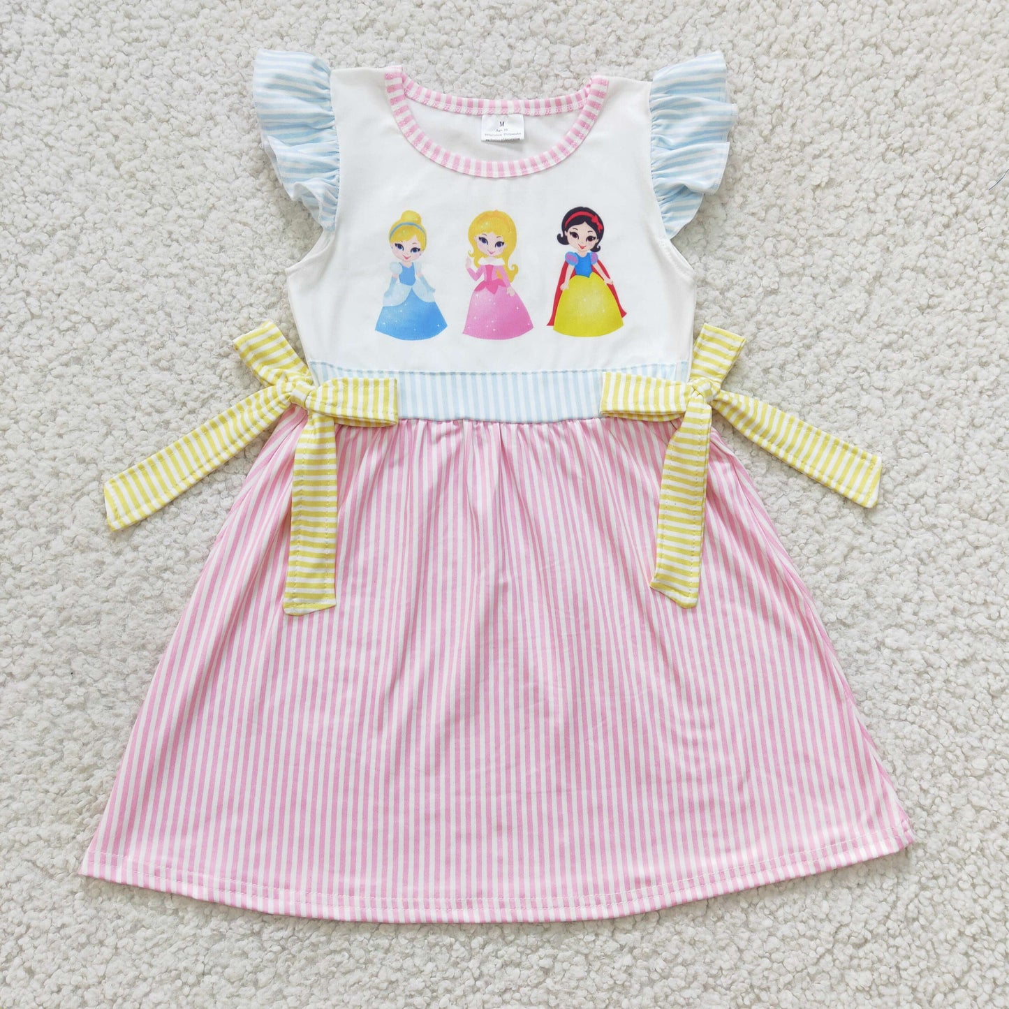 Pink Stripe Cartoon Girls Dress