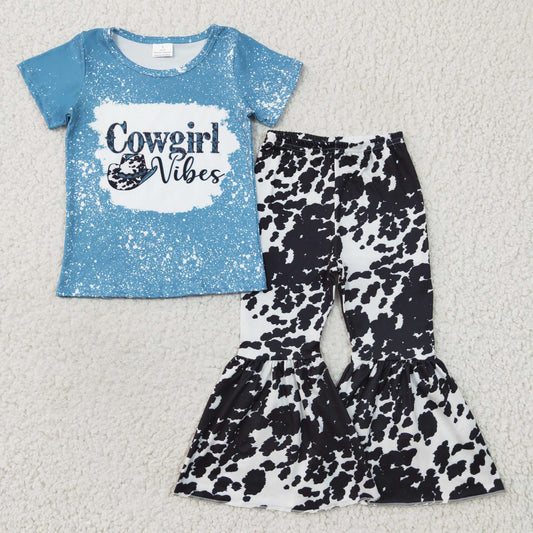 Blue Cowgirl Leopard Girls Set