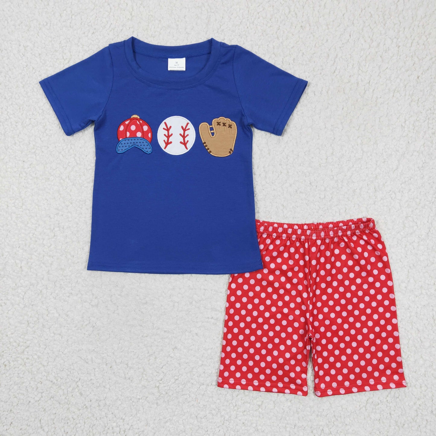 Embroidered Baseball Boy Suit Summer Set