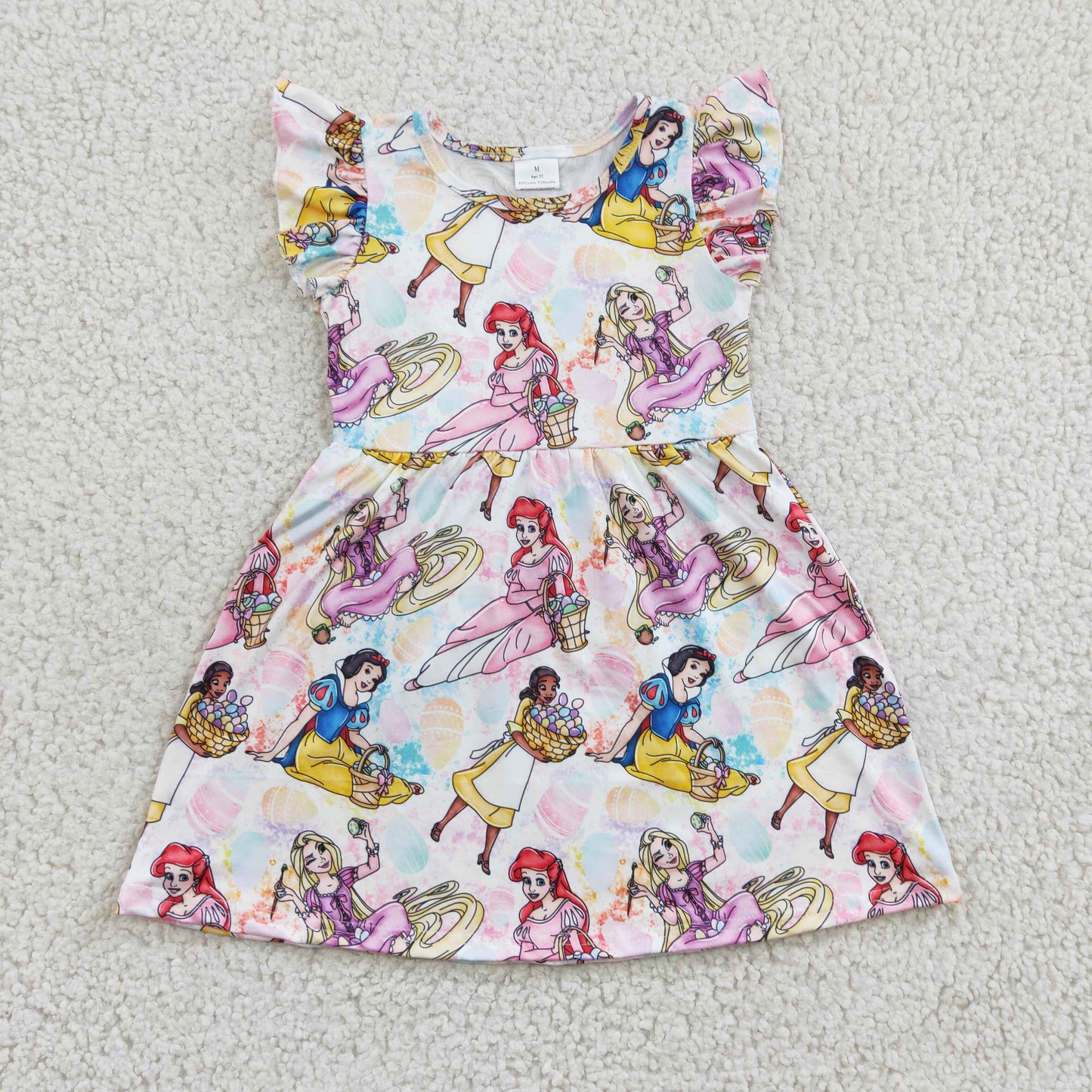 Pink Cartoon Ruffle Girls Dress