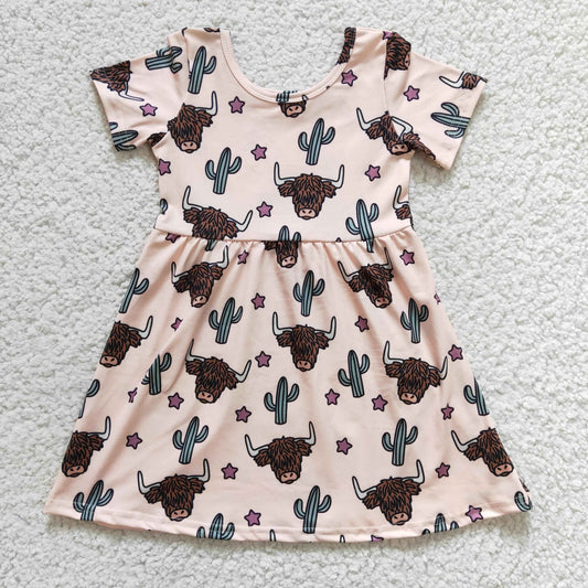 Cow Cactus Short Sleeve Skirt