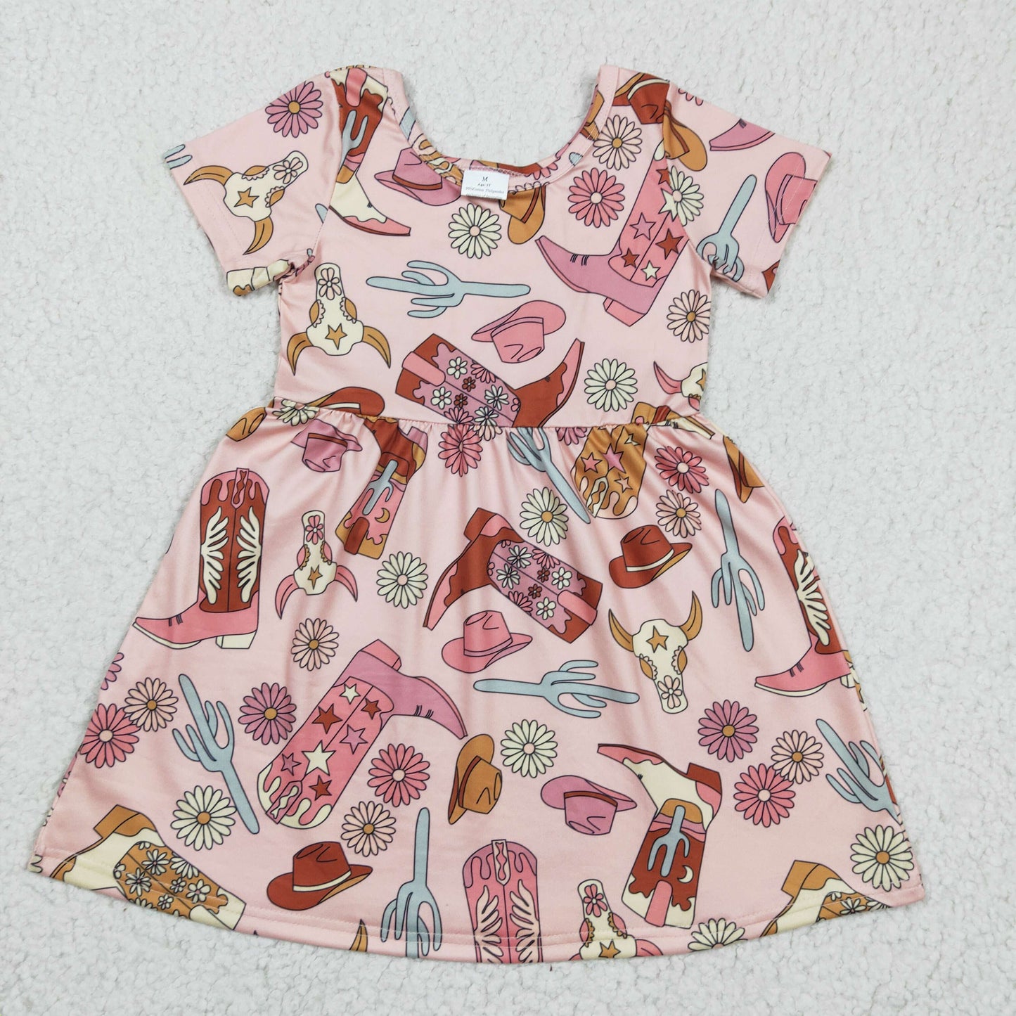 Western Boot Cactus Short Sleeve Skirt