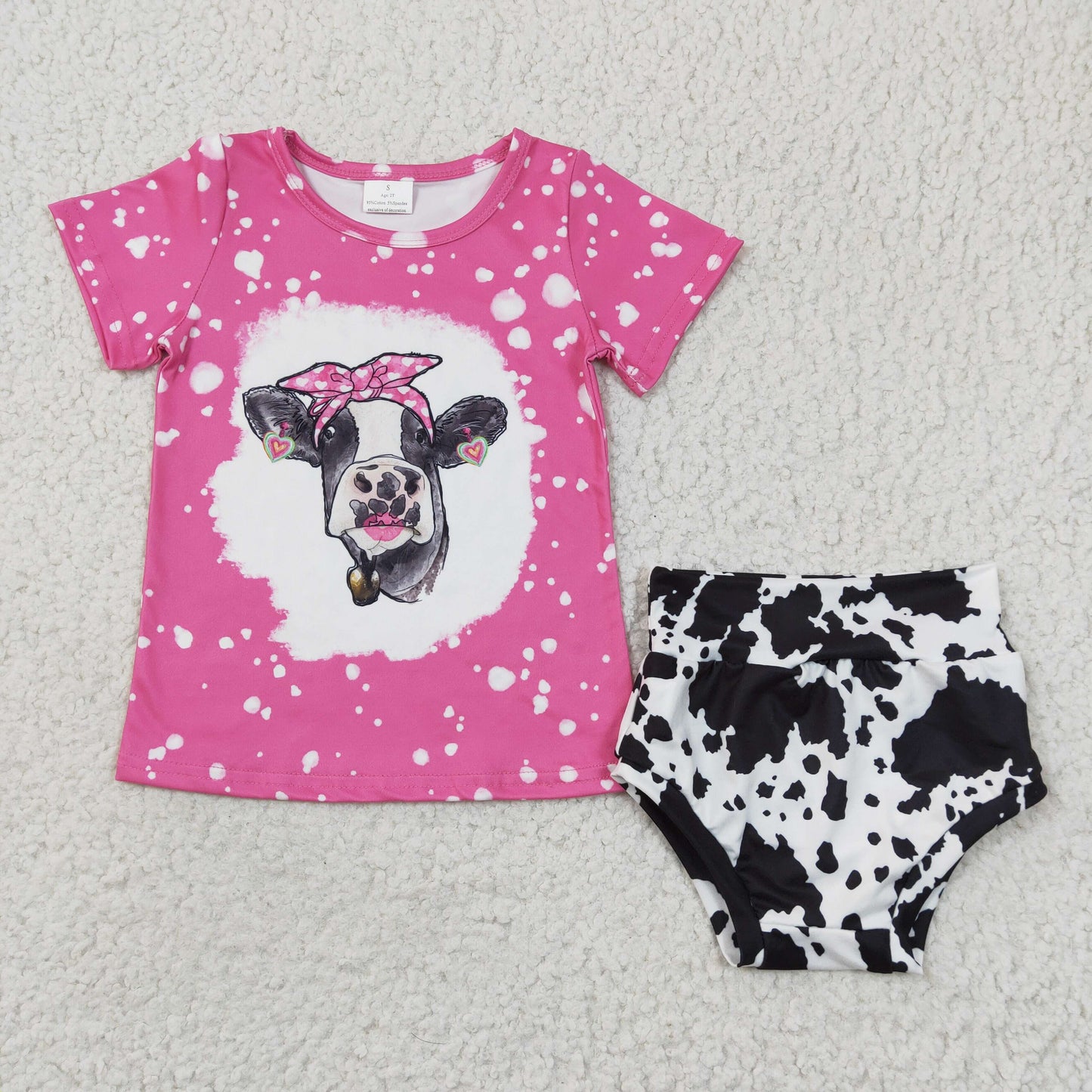 Pink Cow Pattern bummie outfit