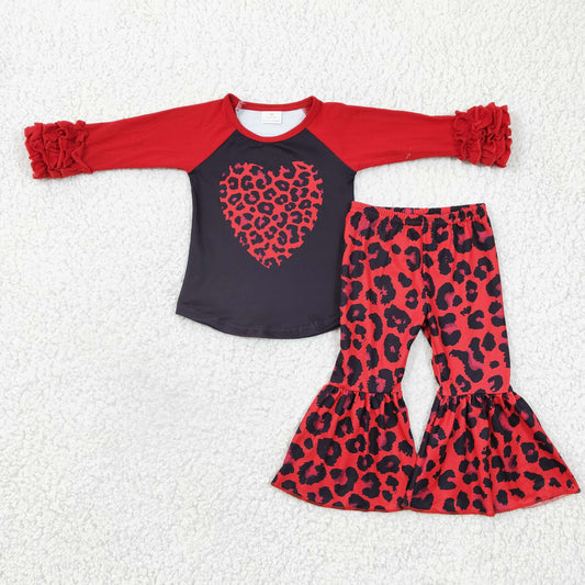 Valentine's Day Red Ruffle Girls Set
