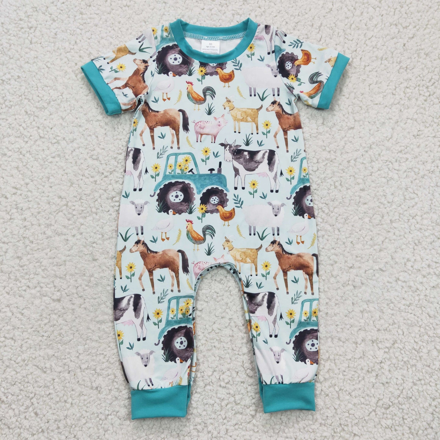 Blue Animal Boy Romper