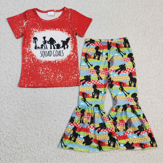 Red Cartoon print Girls Set
