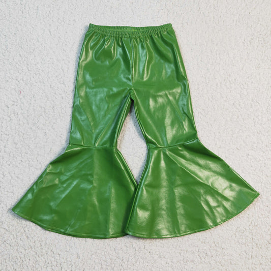 Green leather Girls Bell Bottom