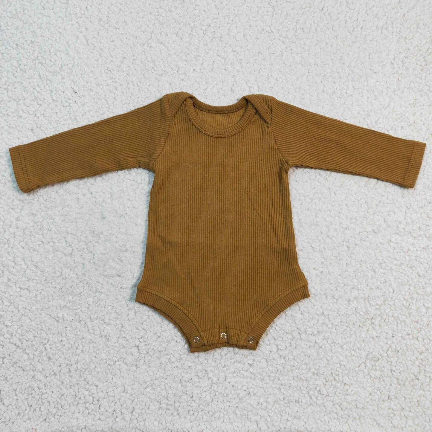 Brown Rubbed material longSleeve Jumpsuit