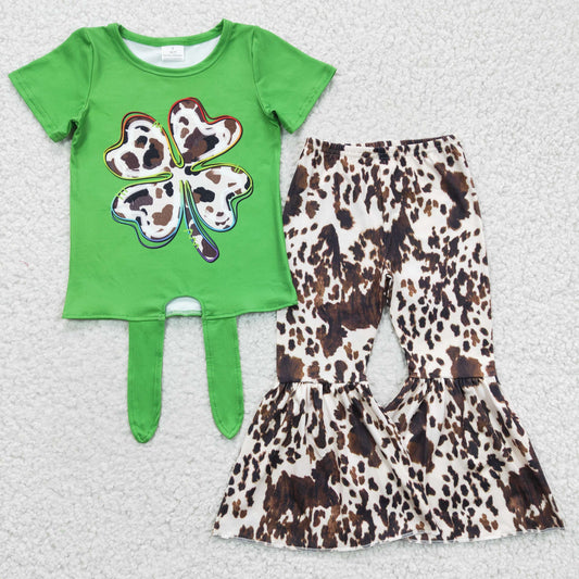 st patrick day Leopard Bell Pants Girls Set