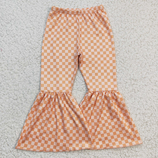 Orange Plaid Bell Pants