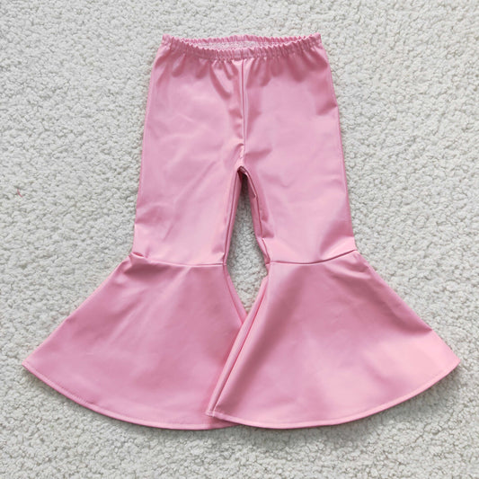 Pink leather Girls Bell Bottom
