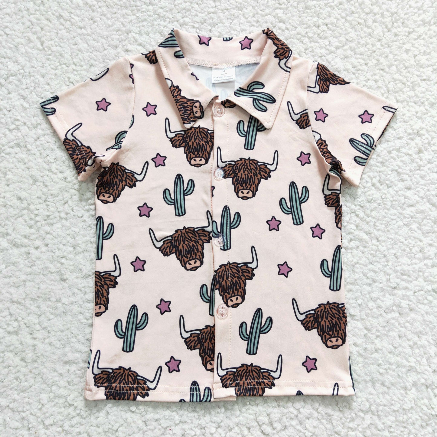Cactus Cow With Button Boy Shirt