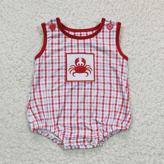 Red Crab Embroidery baby Romper