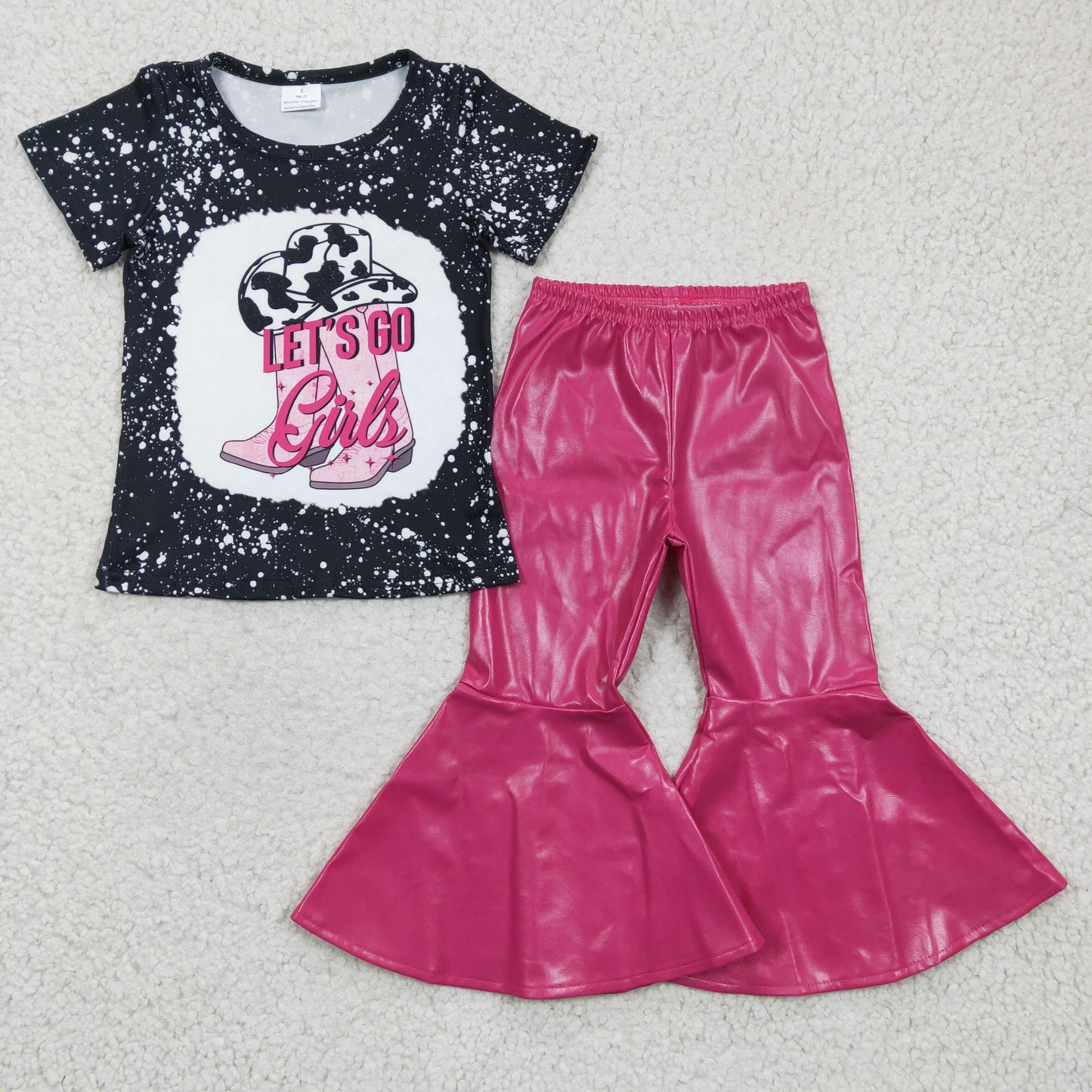 Western Let's Go Baby Shirt Purple leather Girls Bell Bottom