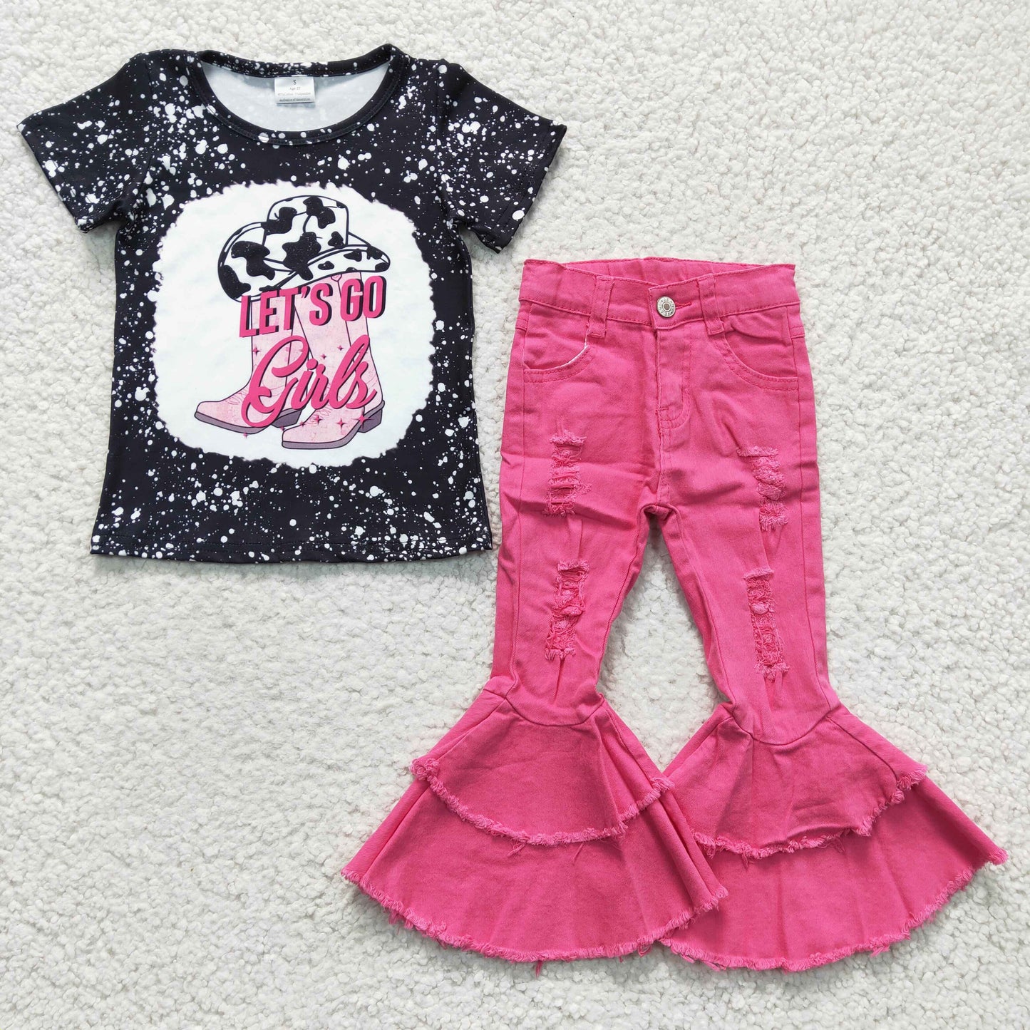 Western Let's Go Baby Shirt Dark Pink Jeans