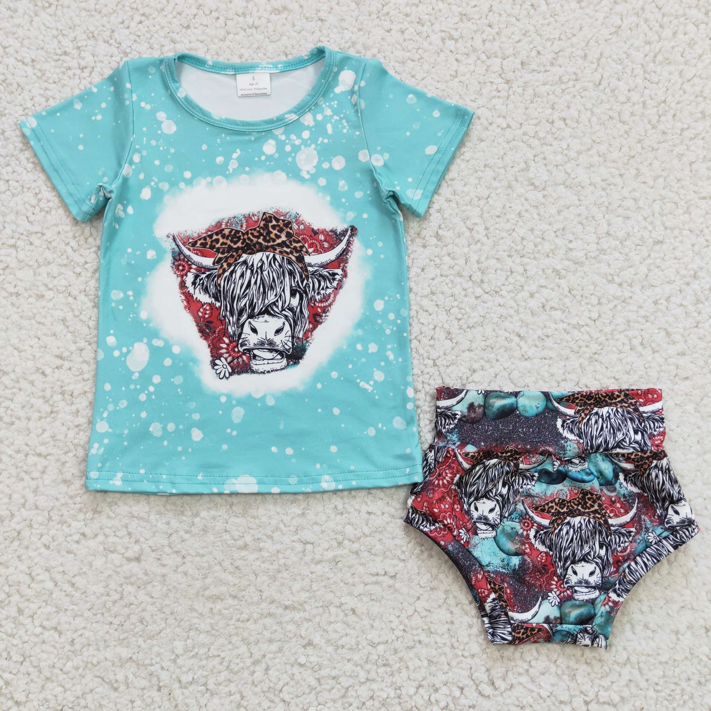 Blue Cow Girls Set Bummies