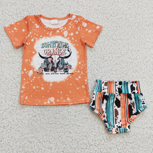 Orange Cow Girls Set Bummies