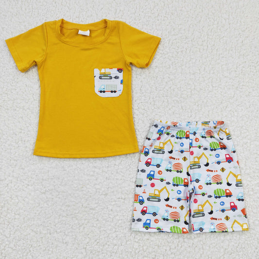 Yellow Car Summer Boy Set