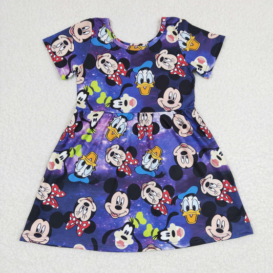 Purple Cartoon Girls Dress