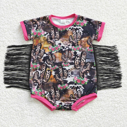 Western Cow Cactus Short Romper