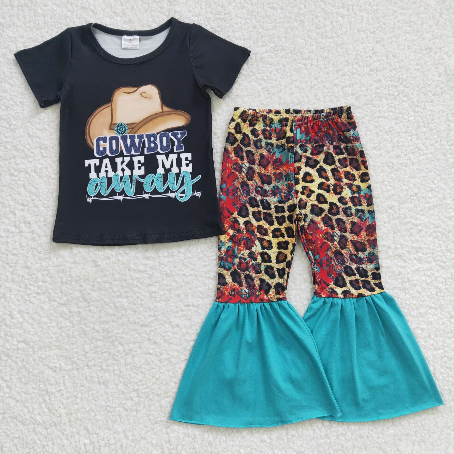 Western Cowboy Leopard Girls Set