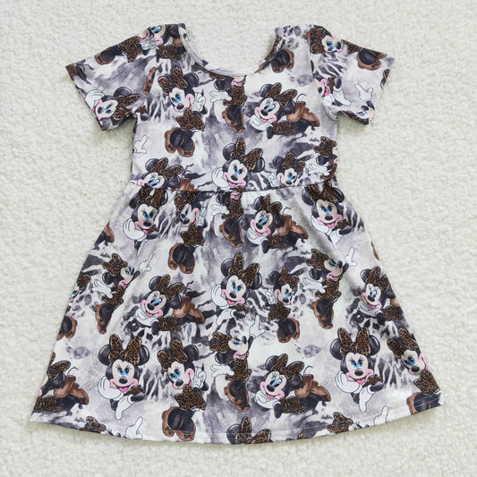 Leopard Cartoon Short Sleeve Skirt