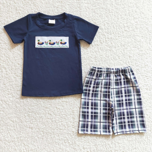 Embroidered blue duck Boy Summer Set