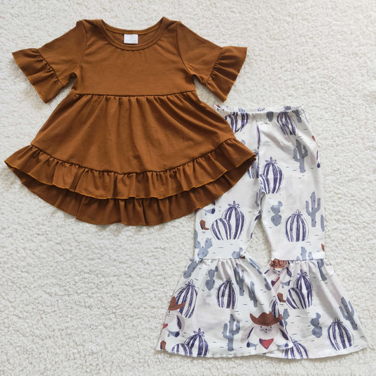 Brown Top Cactus Girls Set