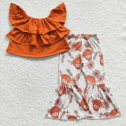 Orange Ruffle Cow Girl Outfits