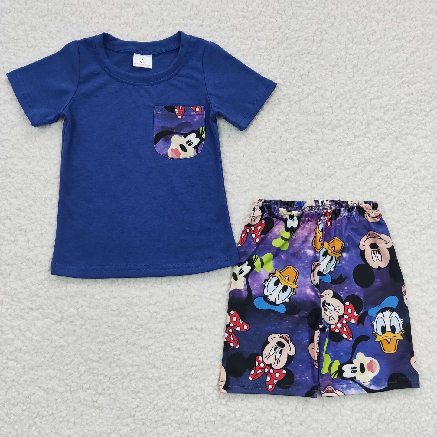 Blue Cartoon Summer Boy Set