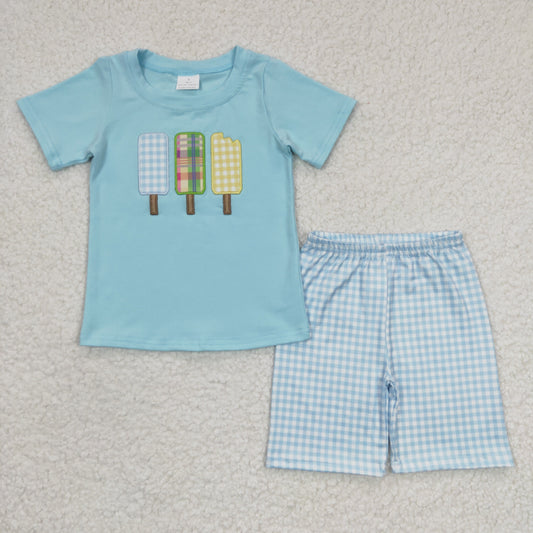 Blue Embroidered Ice Cream Boy Set
