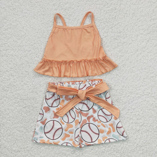 Summer Orange Baseball Girls Outfits