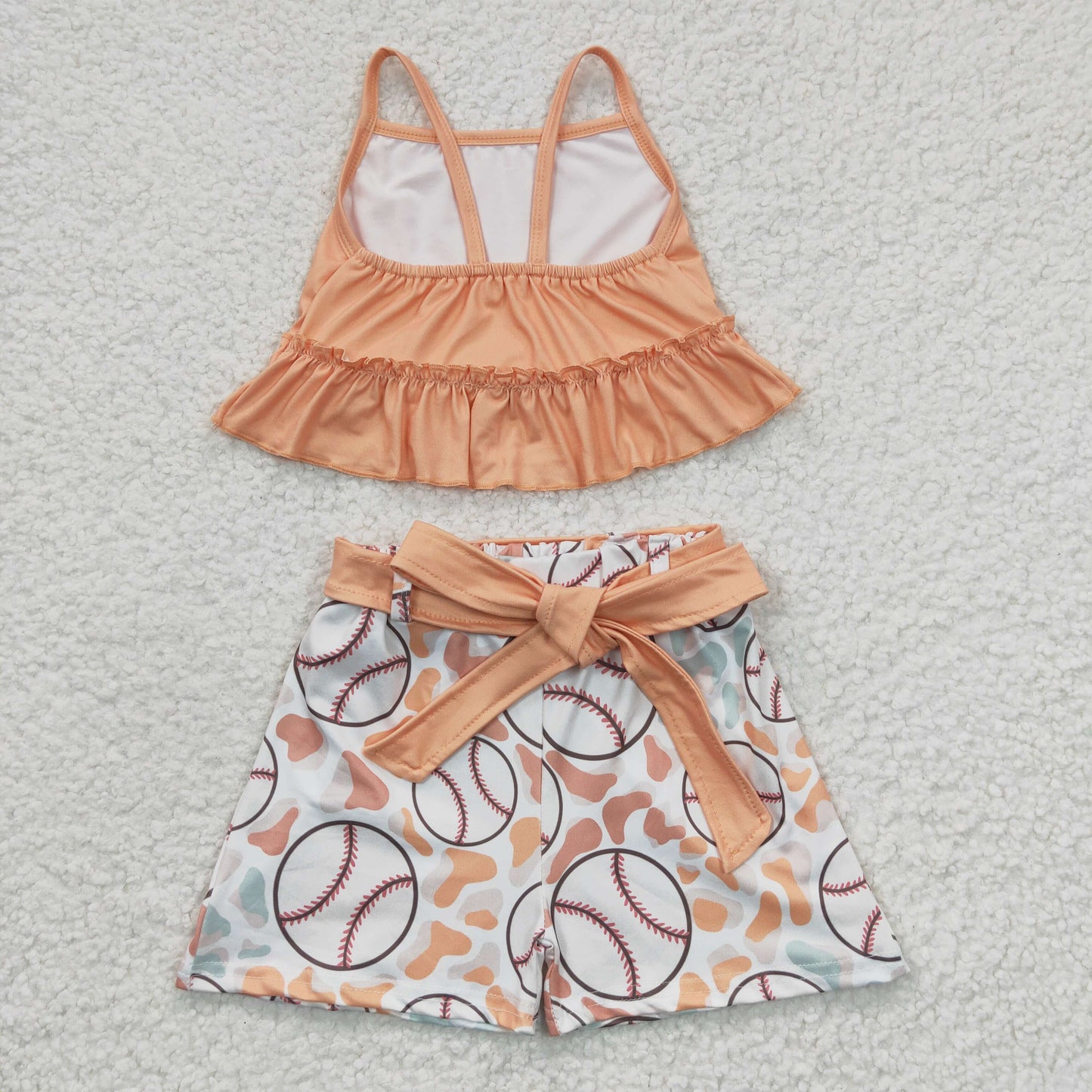 Summer Orange Baseball Girls Outfits