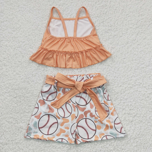 Summer Orange Baseball Girls Outfits