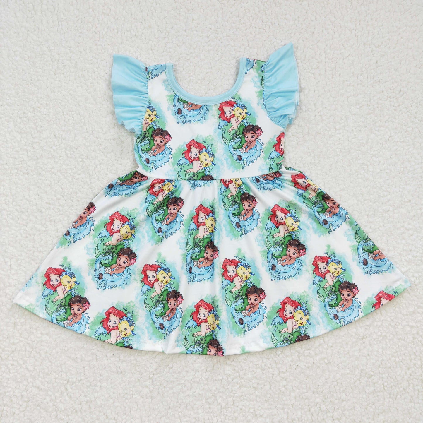 big skirt Blue Cartoon Ruffles dress