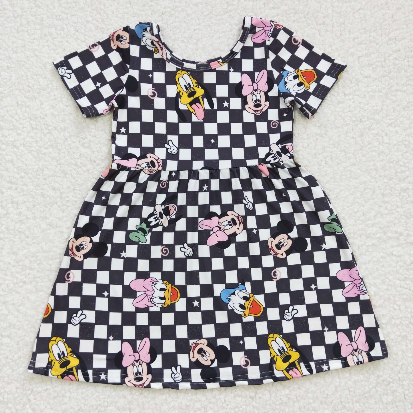 Black Cartoon Short Sleeve Skirt