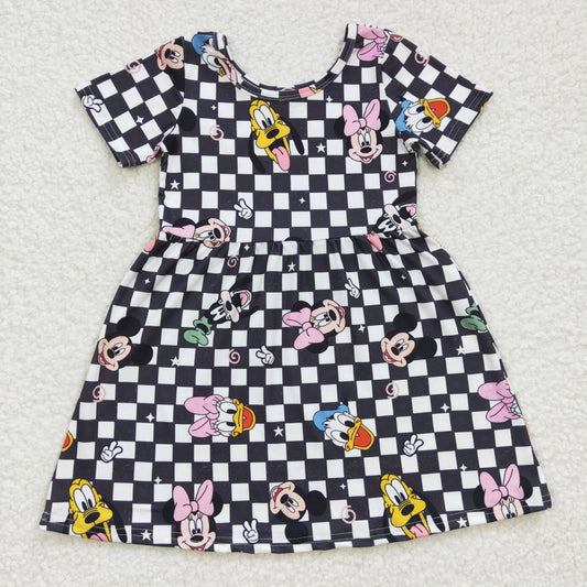 Black Cartoon Short Sleeve Skirt