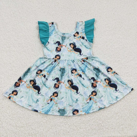 Blue Cartoon Girls Big Dress