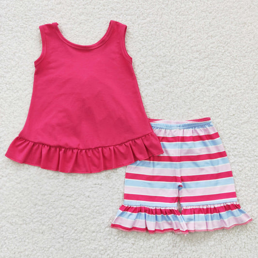 Pink Stripe Girl's Summer Set
