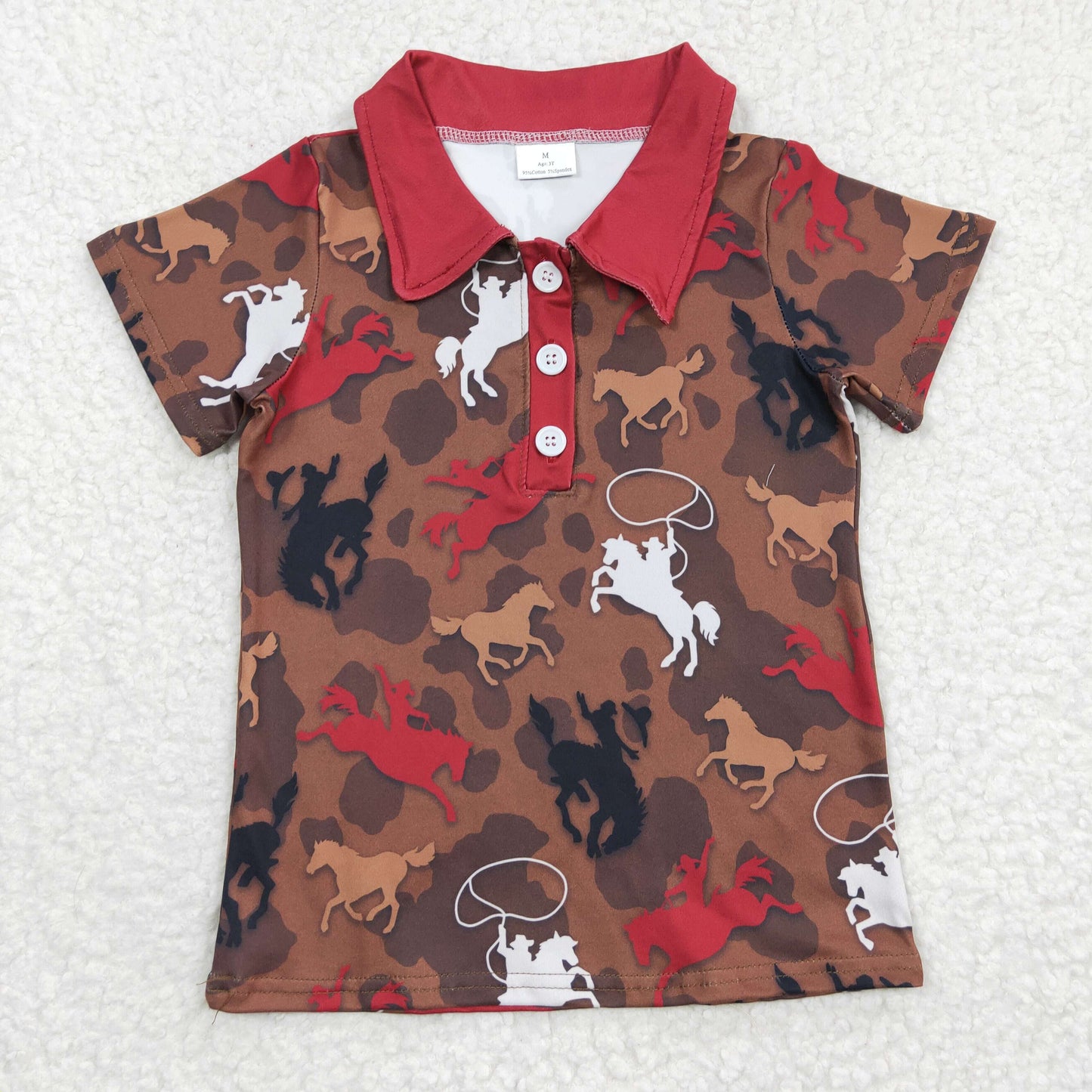 Red Cowboy With Button Boy Shirt