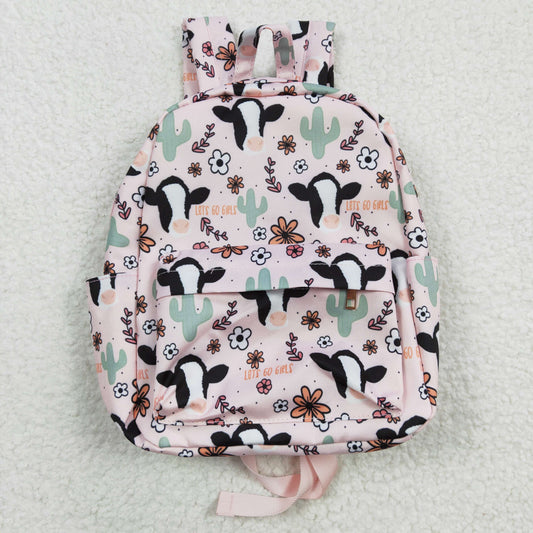 Pink Flowers Cow Print BACKPACK
